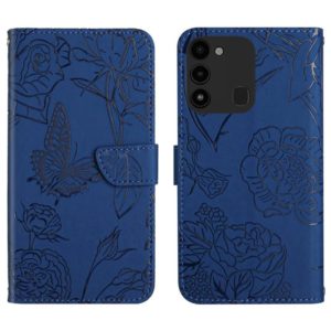 For Tecno Spark Go 2022 HT03 Skin Feel Butterfly Embossed Flip Leather Phone Case(Blue) (OEM)