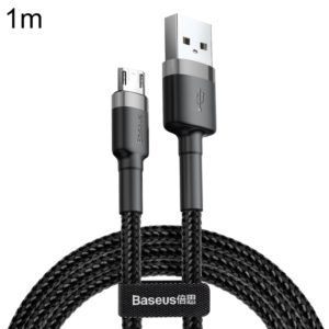 Baseus 1m 2.4A USB to Micro USB Cafule Double-sided Insertion Braided Cord Data Sync Charging Cable (Grey Black) (Baseus) (OEM)