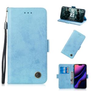 For iPhone 11 Pro Retro Horizontal Flip Leather Case with Card Slot & Holder(Blue) (OEM)