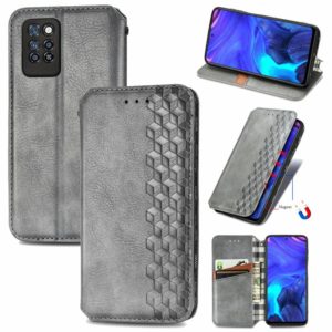 For Infinix Note 10 Pro Cubic Grid Pressed Horizontal Flip Magnetic PU Leather Case with Holder & Card Slots & Wallet(Grey) (OEM)