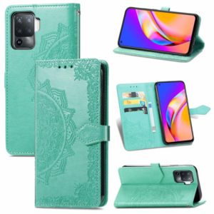 For OPPO A94 5G / F19 Pro+ / Reno5 Z Mandala Embossing Pattern Horizontal Flip Leather Case with Holder & Card Slots & Wallet & Lanyard(Green) (OEM)