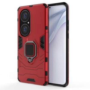 For Huawei P50 Pro PC + TPU Shockproof Protective Case with Magnetic Ring Holder(Red) (OEM)
