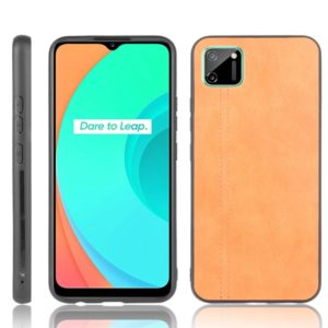 For Oppo Realme C11 Shockproof Sewing Cow Pattern Skin PC + PU + TPU Case(Orange) (OEM)