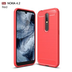 Brushed Texture Carbon Fiber TPU Case for Nokia 4.2(Red) (OEM)