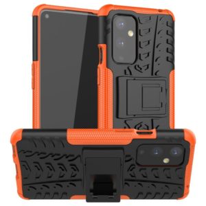 For OnePlus 9 Tire Texture Shockproof TPU+PC Protective Case with Holder(Orange) (OEM)