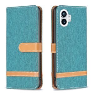 For Nothing Phone 1 Color Matching Denim Texture Leather Phone Case(Green) (OEM)