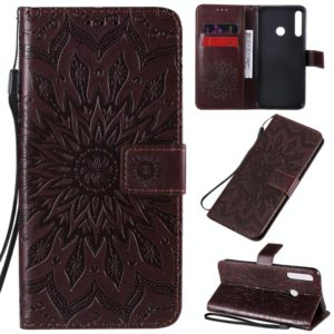 For Huawei P40 Lite E/Y7p/Honor 9C Embossed Sunflower Pattern Horizontal Flip PU Leather Case with Holder & Card Slots & Wallet & Lanyard(Brown) (OEM)