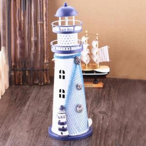Creative Mediterranean Style Iron Handmade Flash Lighthouse, Random Style Delivery, Size: 28.5*9.5cm (OEM)