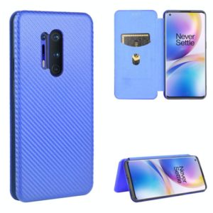 For OnePlus 8 Pro Carbon Fiber Texture Horizontal Flip TPU + PC + PU Leather Case with Card Slot(Blue) (OEM)