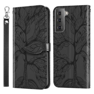 For Samsung Galaxy S21+ 5G Life of Tree Embossing Pattern Horizontal Flip Leather Case with Holder & Card Slot & Wallet & Photo Frame & Lanyard(Black) (OEM)