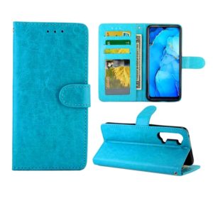 For OPPO Reno3 Crazy Horse Texture Leather Horizontal Flip Protective Case with Holder & Card Slots & Wallet & Photo Frame(baby Blue) (OEM)