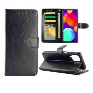 For Samsung Galaxy F62/M62 Crazy Horse Texture Leather Horizontal Flip Protective Case with Holder & Card Slots & Wallet & Photo Frame(Black) (OEM)