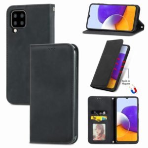 For Samsung Galaxy A22 4G (EU Version) Retro Skin Feel Business Magnetic Horizontal Flip Leather Case With Holder & Card Slots & Wallet & Photo Frame(Black) (OEM)