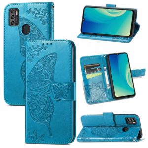 For ZTE Blade A7S 2020 Butterfly Love Flowers Embossed Horizontal Flip Leather Case with Holder & Card Slots & Wallet & Lanyard(Blue) (OEM)