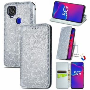 For ZTE Axon 11 SE 5G Blooming Mandala Embossed Pattern Magnetic Horizontal Flip Leather Case with Holder & Card Slots & Wallet(Gray) (OEM)