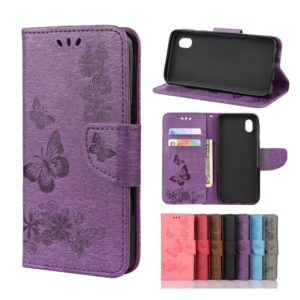 For Samsung Galaxy A01 Core Butterflies Embossing Horizontal Flip Leather Case with Holder & Card Slots & Wallet(Purple) (OEM)