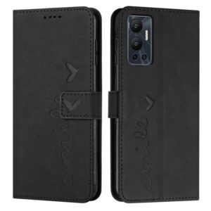 For Infinix Hot 12 Skin Feel Heart Pattern Leather Phone Case(Black) (OEM)