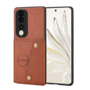 For Honor 70 Pro Double Buckle Card Slots Magnetic Phone Case(Brown) (OEM)
