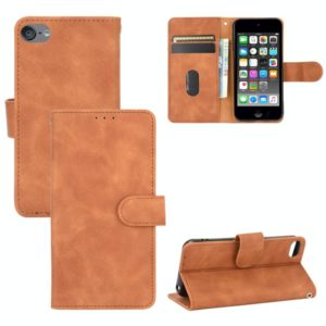 For iPod Touch 6 & 5 Solid Color Skin Feel Magnetic Buckle Horizontal Flip Calf Texture PU Leather Case with Holder & Card Slots & Wallet(Brown) (OEM)