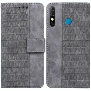 For Infinix Hot 8 X650 CC7 Geometric Embossed Leather Phone Case(Grey) (OEM)