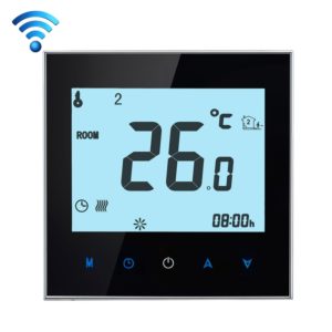 BHT-1000-GA-WIFI 3A Load Water Heating Type Touch LCD Digital WiFi Heating Room Thermostat, Display Clock / Temperature / Periods / Time / Week / Heat etc.(Black) (OEM)