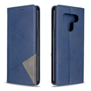 For LG K51 Rhombus Texture Horizontal Flip Magnetic Leather Case with Holder & Card Slots & Wallet(Blue) (OEM)