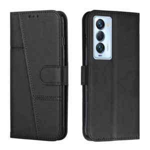 For Tecno Camon 18 Premier Stitching Calf Texture Buckle Leather Phone Case(Black) (OEM)