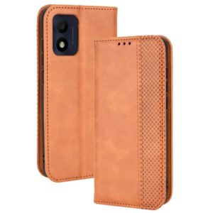 For TCL 303 / Alcatel 1B 2022 Magnetic Buckle Retro Crazy Horse Leather Phone Case(Brown) (OEM)