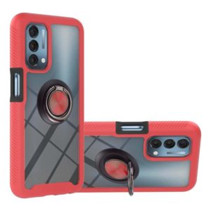 For OPPO A54 5G / A74 5G / A93 5G Starry Sky Solid Color Series Shockproof PC + TPU Protective Case with Ring Holder & Magnetic Function(Red) (OEM)