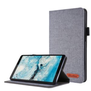 For Lenovo Tab M7 Horizontal Flip TPU + Fabric PU Leather Protective Case with Name Card Clip(Grey) (OEM)