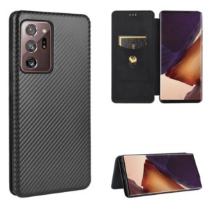 For Samsung Galaxy Note20 Ultra Carbon Fiber Texture Horizontal Flip TPU + PC + PU Leather Case with Card Slot(Black) (OEM)