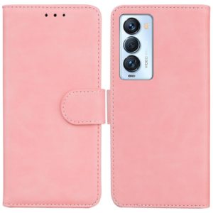 For Tecno Camon 18 Premier Skin Feel Pure Color Flip Leather Phone Case(Pink) (OEM)