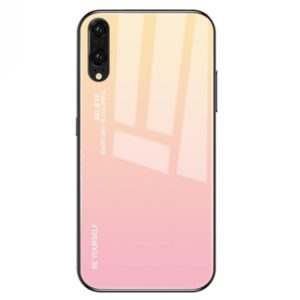 For Huawei P20 Gradient Color Glass Case(Yellow) (OEM)