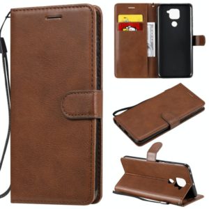For Xiaomi Redmi Note 9 / 10X 4G Solid Color Horizontal Flip Protective Leather Case with Holder & Card Slots & Wallet & Lanyard(Brown) (OEM)