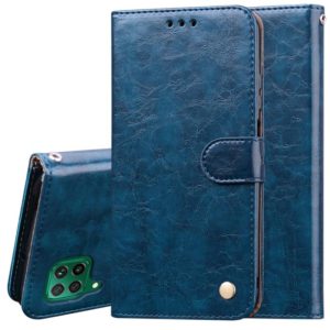 For Huawei P40 Lite Business Style Oil Wax Texture Horizontal Flip Leather Case, with Holder & Card Slots & Wallet(Blue) (OEM)