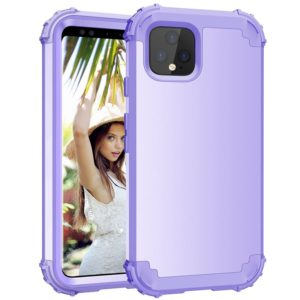 For Google Pixel 4 3 in 1 Shockproof PC + Silicone Protective Case(Purple) (OEM)