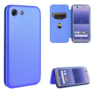 For Sony Xperia Ace Carbon Fiber Texture Horizontal Flip TPU + PC + PU Leather Case with Card Slot(Blue) (OEM)