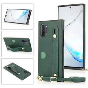 For Samsung Galaxy Note 10 Pro Wrist Strap PU+TPU Shockproof Protective Case with Crossbody Lanyard & Holder & Card Slot(Green) (OEM)