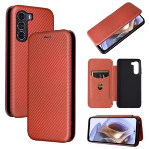 For Motorola Moto G200 5G / Edge S30 Carbon Fiber Texture Horizontal Flip Leather Phone Case(Brown) (OEM)