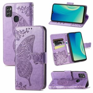 For ZTE Blade A7S 2020 Butterfly Love Flowers Embossed Horizontal Flip Leather Case with Holder & Card Slots & Wallet & Lanyard(Light Purple) (OEM)