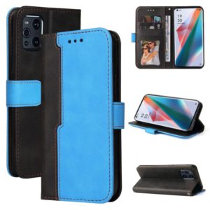For OPPO Find X3 / X3 Pro Business Stitching-Color Horizontal Flip PU Leather Case with Holder & Card Slots & Photo Frame & Lanyard(Blue) (OEM)