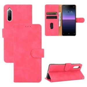 For Sony Xperia 10 II Solid Color Skin Feel Magnetic Buckle Horizontal Flip Calf Texture PU Leather Case with Holder & Card Slots & Wallet(Rose Red) (OEM)