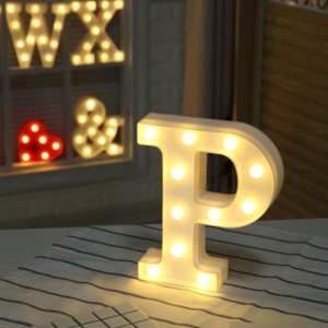 Alphabet P English Letter Shape Decorative Light, Dry Battery Powered Warm White Standing Hanging LED Holiday Light (OEM)