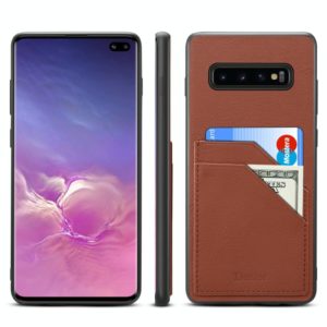 For Galaxy S10 Denior V1 Luxury Car Cowhide Leather Protective Case with Double Card Slots(Brown) (Denior) (OEM)