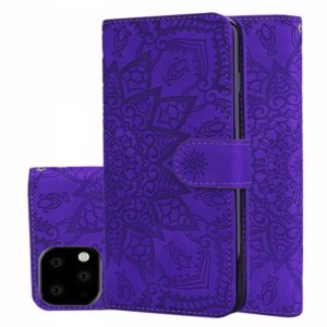 For iPhone 11 Pro Max Calf Pattern Double Folding Design Embossed Leather Case with Wallet & Holder & Card Slots (6.5 inch)(Purple) (OEM)
