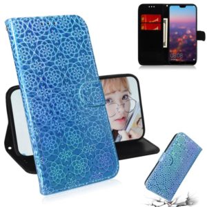 For Huawei P20 Solid Color Colorful Magnetic Buckle Horizontal Flip PU Leather Case with Holder & Card Slots & Wallet & Lanyard(Blue) (OEM)