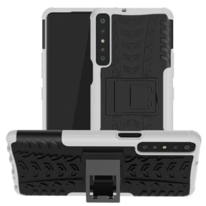 For LG Stylo 7 4G Tire Texture Shockproof TPU+PC Protective Case with Holder(White) (OEM)
