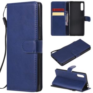For Sony Xperia L4 Solid Color Horizontal Flip Protective Leather Case with Holder & Card Slots & Wallet & Photo Frame & Lanyard(Blue) (OEM)