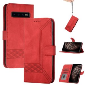 For LG V60 ThinQ 5G Cubic Skin Feel Flip Leather Phone Case(Red) (OEM)