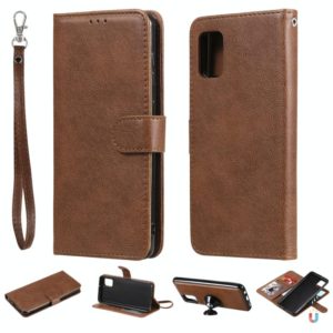 For Samsung Galaxy A31 2 in 1 Solid Color Detachable PU Leather Case with Card Slots & Magnetic Holder & Photo Frame & Wallet & Strap(Brown) (OEM)